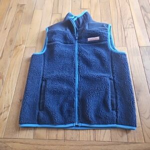 Vineyard Vines Fleece Vest Boy’s Medium 12-14 Outdoor Sleeveless Zip Fall Navy